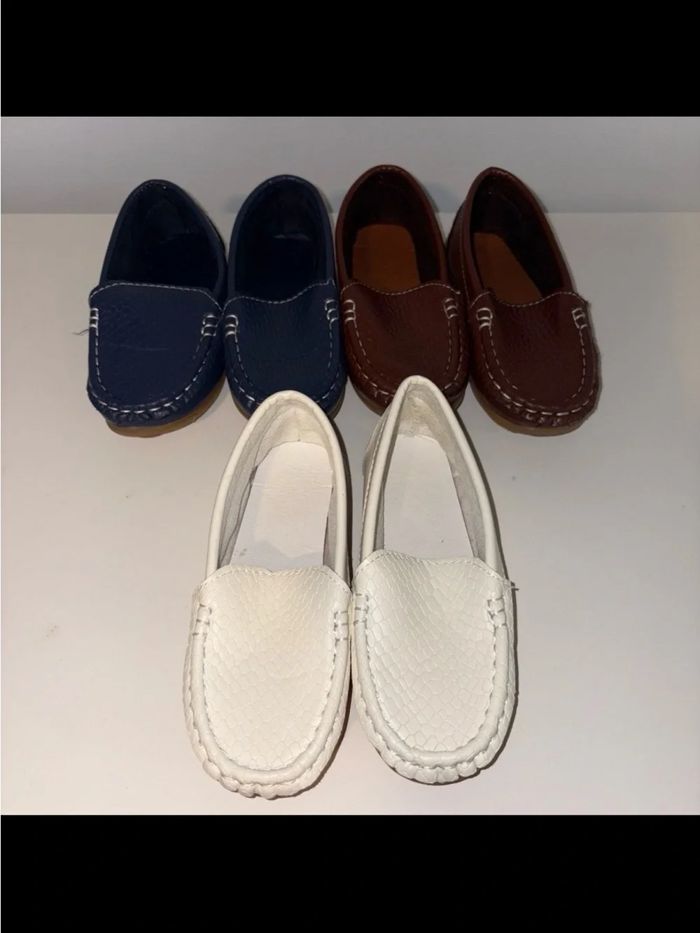 Kids  loafer Slip-On Shoes in Navy, White, and Brown